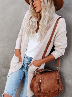 VICI Pale September Pocketed Knit Cardigan